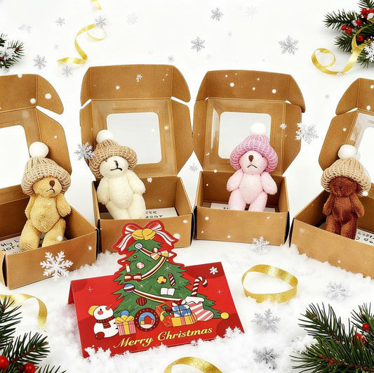 4-Piece Handmade Plush Pocket Bear Set - Anxiety Relief Hugs for Every Occasion: Perfect Gifts for Loved Ones on Halloween, Thanksgiving, Christmas, Birthdays, and More!