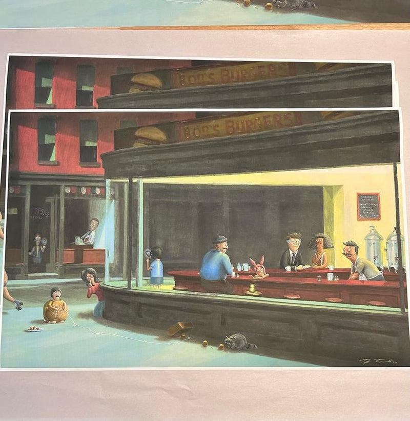 "A Classic with Cheese" High Quality Canvas Print 24" X 15.75" Nighthawks Fanart