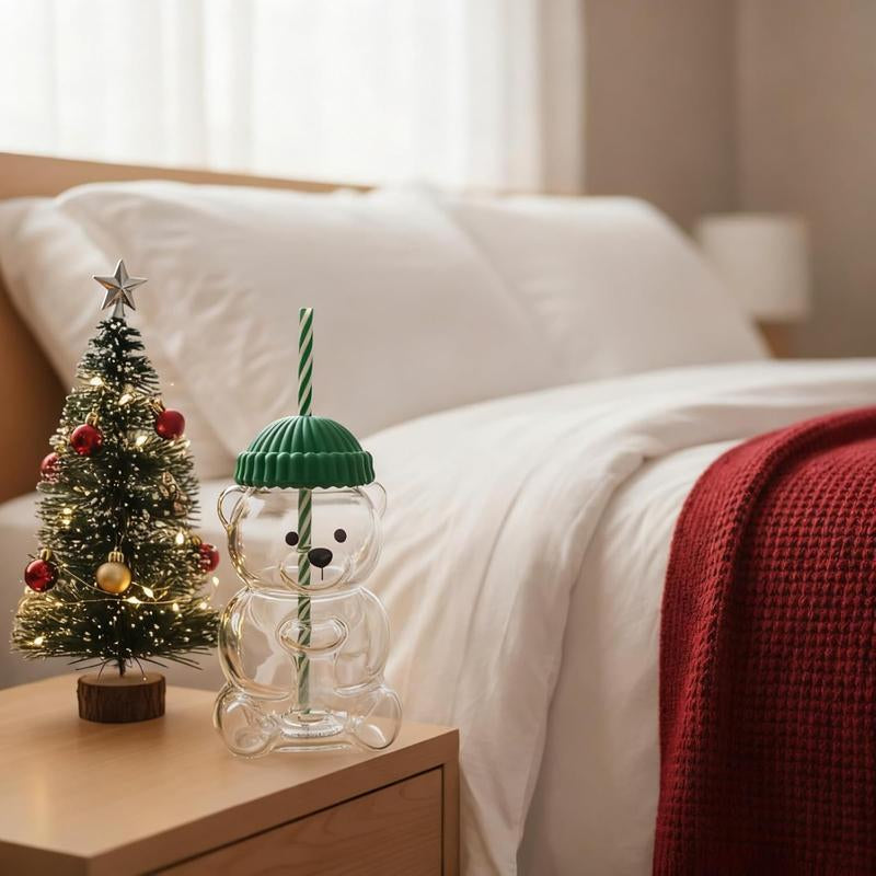 Bear Straw Cup, Cute Baby Straw Cups Glass, Honey Bear Cup with Straws, Cute Mugs for Coffee Drinks 20Oz (1 PC)