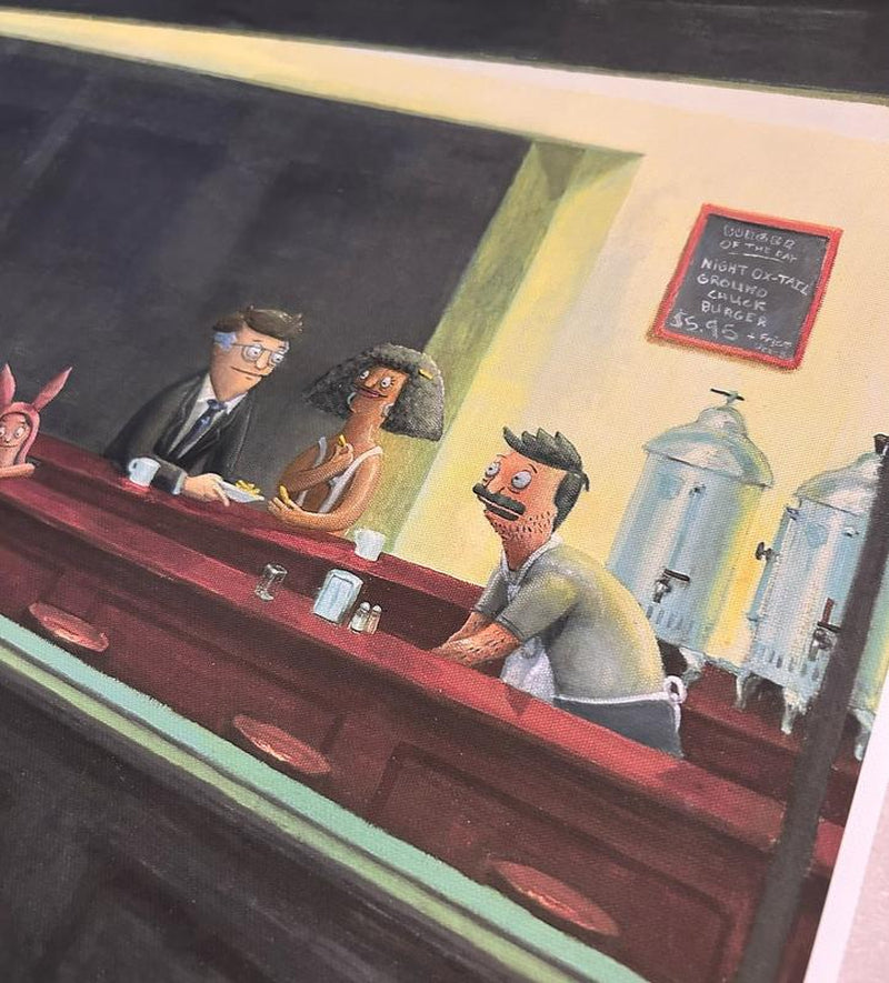 "A Classic with Cheese" High Quality Canvas Print 24" X 15.75" Nighthawks Fanart