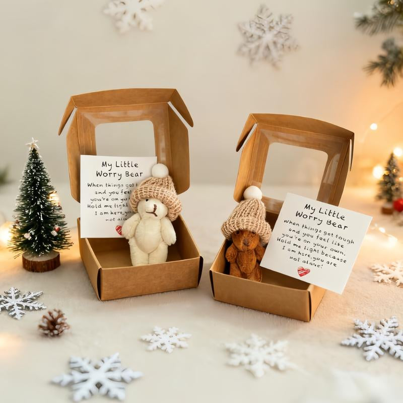 4-Piece Handmade Plush Pocket Bear Set - Anxiety Relief Hugs for Every Occasion: Perfect Gifts for Loved Ones on Halloween, Thanksgiving, Christmas, Birthdays, and More!