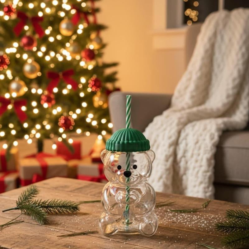 Bear Straw Cup, Cute Baby Straw Cups Glass, Honey Bear Cup with Straws, Cute Mugs for Coffee Drinks 20Oz (1 PC)