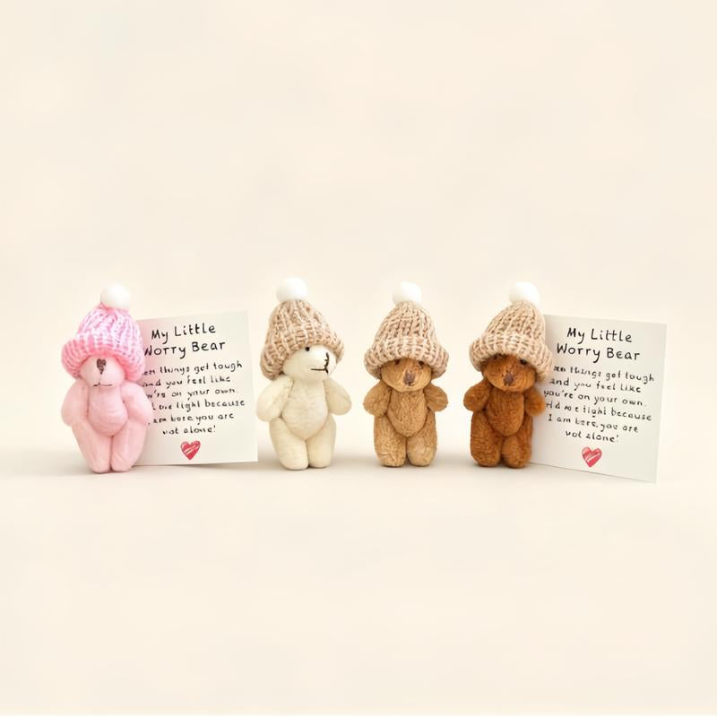 4-Piece Handmade Plush Pocket Bear Set - Anxiety Relief Hugs for Every Occasion: Perfect Gifts for Loved Ones on Halloween, Thanksgiving, Christmas, Birthdays, and More!