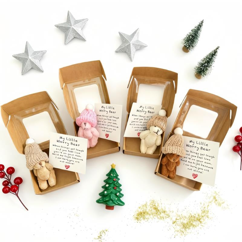 4-Piece Handmade Plush Pocket Bear Set - Anxiety Relief Hugs for Every Occasion: Perfect Gifts for Loved Ones on Halloween, Thanksgiving, Christmas, Birthdays, and More!