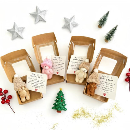 4-Piece Handmade Plush Pocket Bear Set - Anxiety Relief Hugs for Every Occasion: Perfect Gifts for Loved Ones on Halloween, Thanksgiving, Christmas, Birthdays, and More!